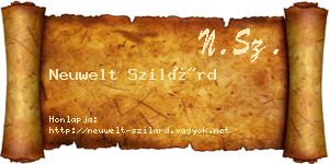 Neuwelt Szilárd névjegykártya
